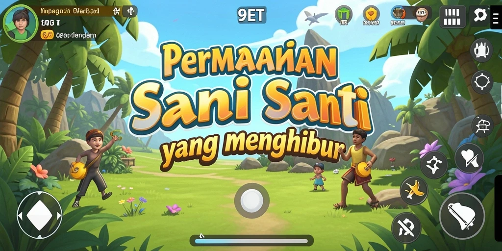 Tampilan menarik gameplay 9ET dengan karakter ceria.