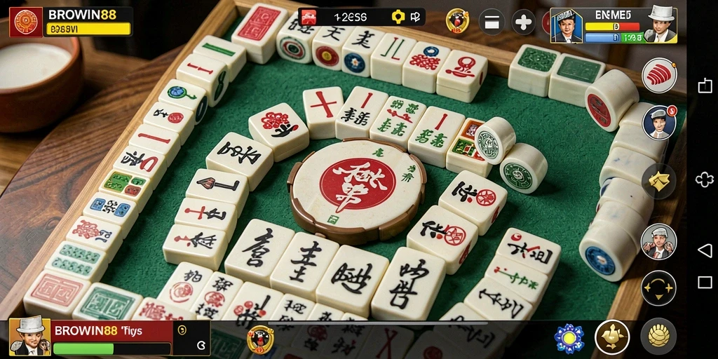 Tampilan gameplay menakjubkan di BROWIN88 yang menampilkan permainan Mahjong yang seru.