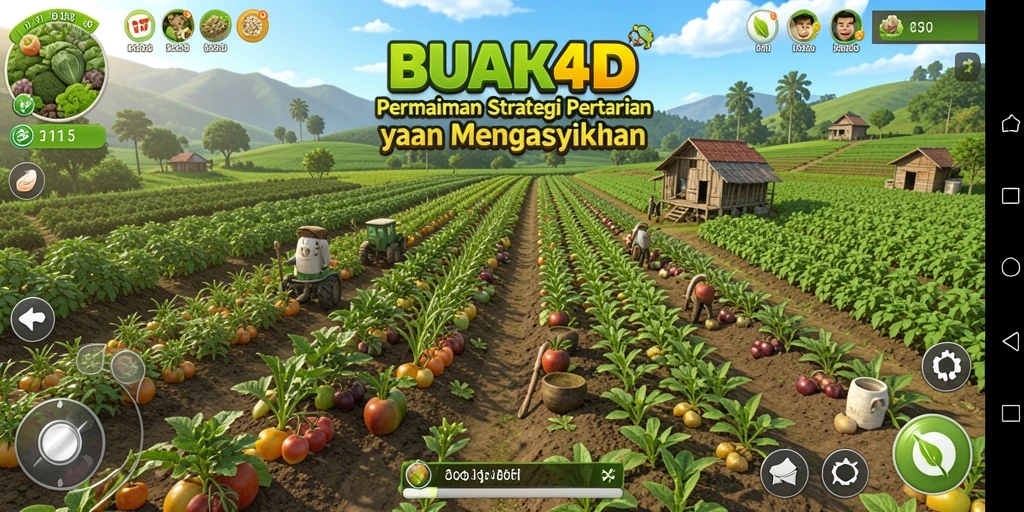 Tampilan menarik dari kebun buah yang subur dalam gameplay BUAH4D.