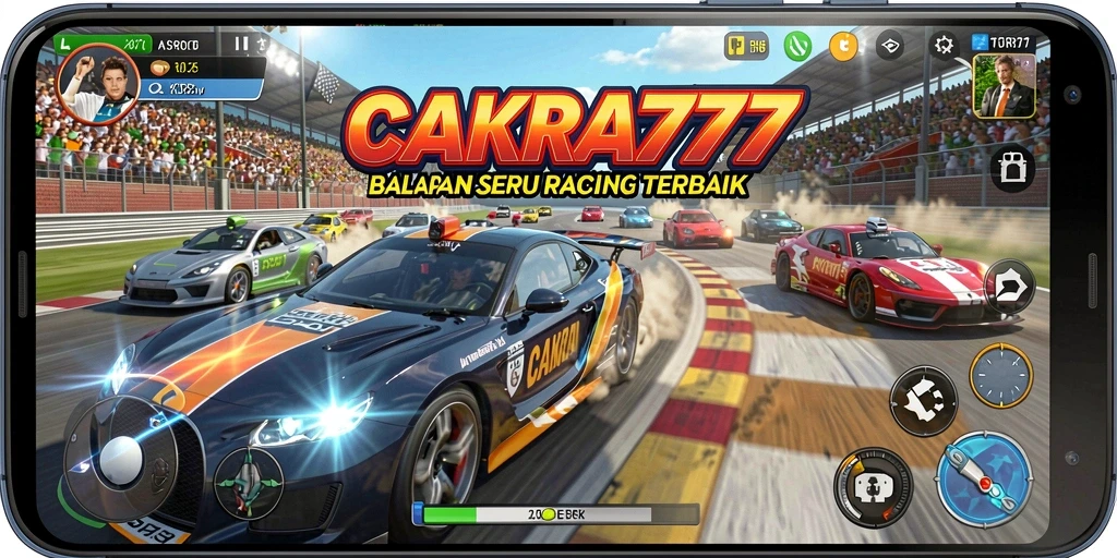 Screenshot gameplay CAKRA777 yang menampilkan balapan mendebarkan.