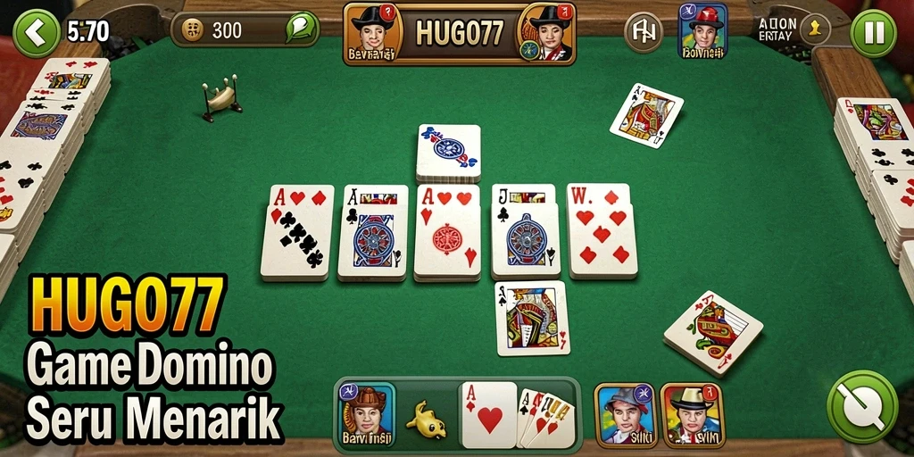 Tampilan gameplay HUGO77 yang menampilkan domino yang seru.