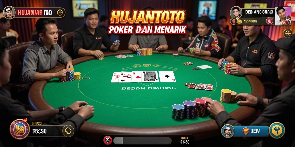 Tampilan menarik dari gameplay Poker di HUJANTOTO.
