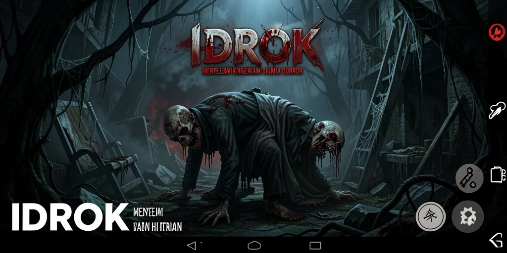 Screenshot utama game IDROK menampilkan suasana Horror yang mencekam.