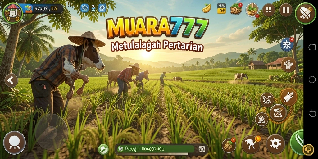 Tampilan gameplay MUARA777 menunjukkan proses bertani yang memikat.